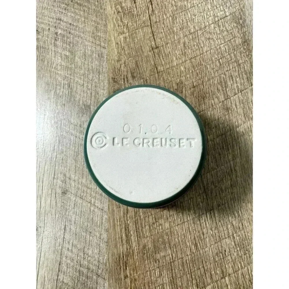 Le Creuset France Dark Green Small Stoneware Ramekin Crème Brûlée Ribbed 01.04
